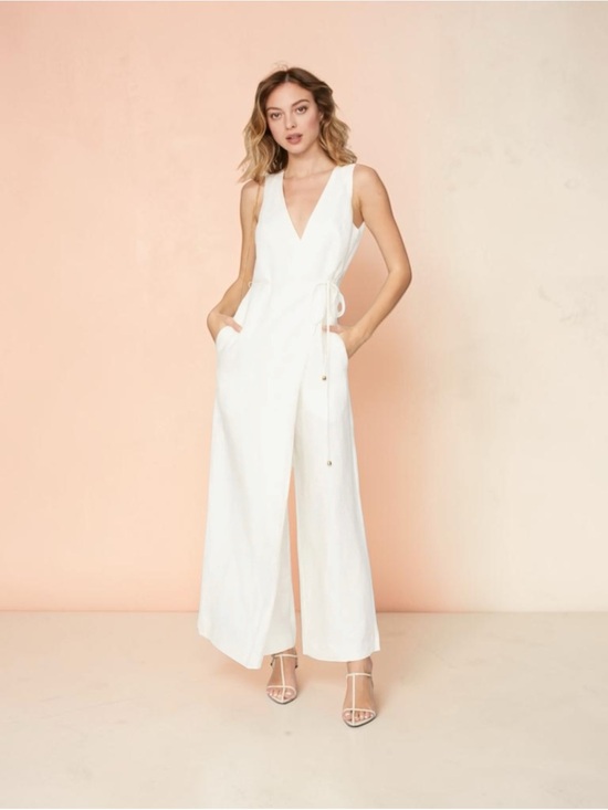 Rosetta Getty Pants - Rosetta Getty Collective White Apron Jumpsuit Size 14